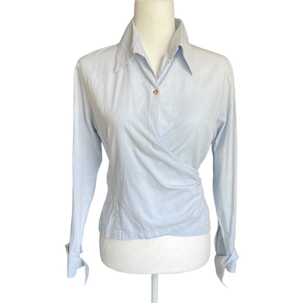 Oliver Ashley Womens Classics Wrap Oxford Shirt Light Blue Size EU 36